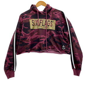 Six Flags Hoodie Women's XL Discovery Kingdom Cropped Sweatshirt Camo Tactical